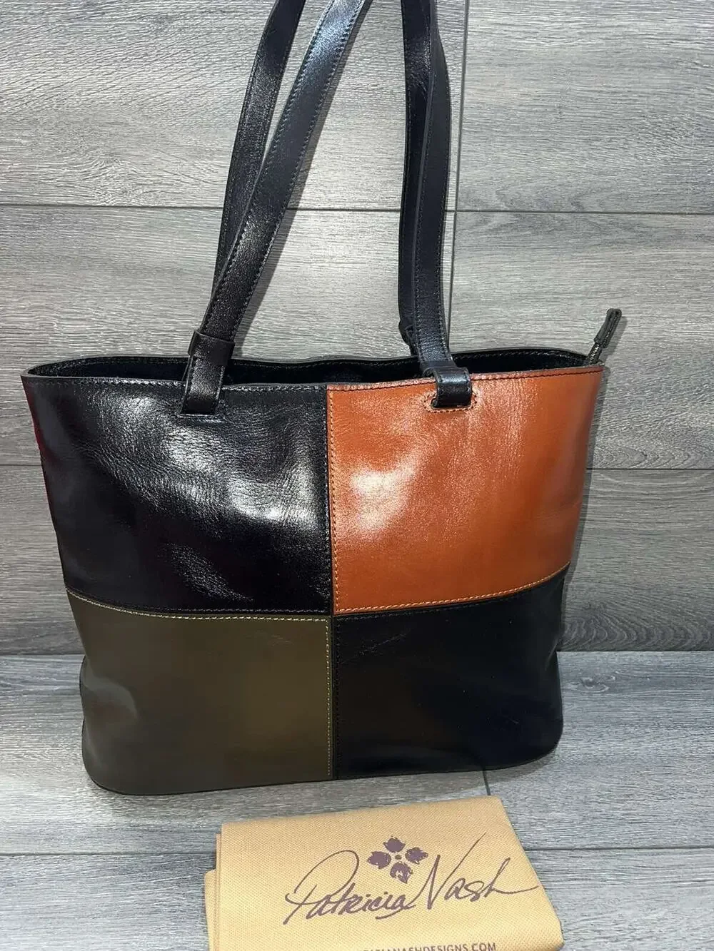 Patricia Nash Distressed Vintage Leather Braden Tote Color Black Bag A552409